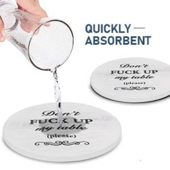 Coasters for Drinks Set of 6 with Holder（Black text style） - Picture 5 of 6